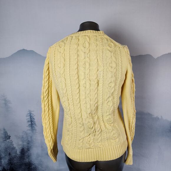 L.L.Bean Double L Yellow Cable Crewneck Sweater | Women's Small - Picture 8 of 13